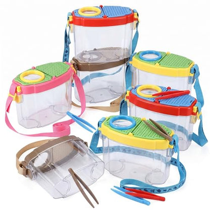 Halloscume 8 Pack Bug Catcher for Kids with Tweezers, Deep Colors - color: Deep Colors