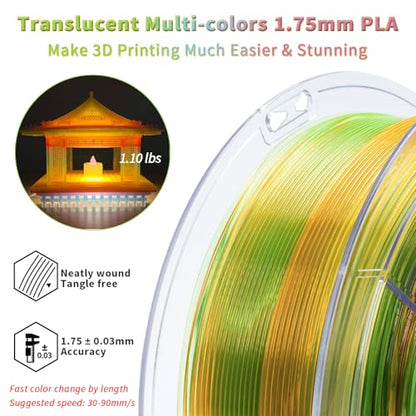 ZIRO Fast Color Change PLA, Transluent Filament 1.75mm, Crystal Sunshine - color: Cyrstal Sunshine