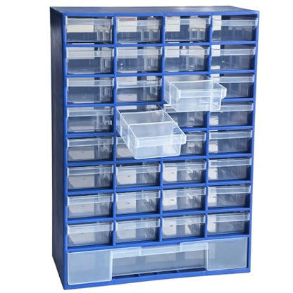 33 Drawer Plastic Small Parts Organizer, Storage Bin with Drawers for Hardware, Parts, Crafts, Beads, 11.8 x 16.1 x 5.2 Inches (Blue) - color: Blue