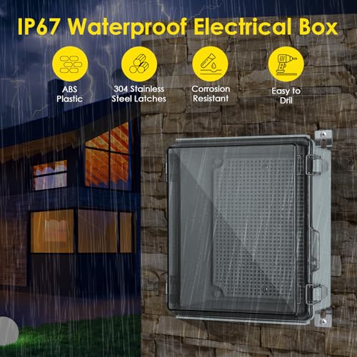IP67 ABS Outdoor Electrical Junction Box Waterproof with Aluminum DIN Rail - color: Clear, size: 5.9''×5.9''×3.5''