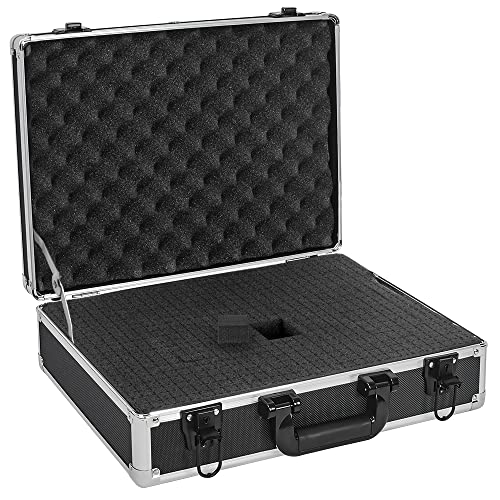 16 Inch Hard Shell Carrying Case Ideal for Wireless Mic System Storage & Camera Gear Transportation, Aluminum Alloy Sturdy Build, Customizable Pre-Diced Foam, Black - size: Inner：16.6''X 12.2''X 4.6''