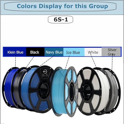 PLA Plus1.75mm 6KG Bundles Blue Series PLA+ 3D Printer Filament - color: Pla-(1kg*6 Plus Royal Blue+black+navyblue+iceblue+white+silvergray)