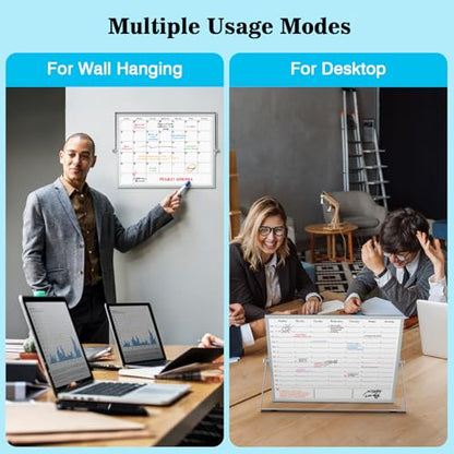 ONAVIA Desktop Weekly Calendar Whiteboard with Stand,16x12 Dry Erase Board - size: 16"W x 12"H
