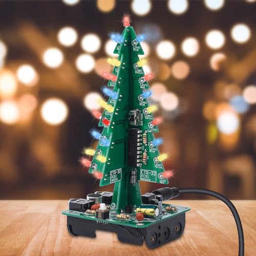 3D Christmas Tree Soldering Kit, Icstation DIY Soldering Practice Kit Spectrum Light Xmas Tree Soldering Assemble Kit for Teaching Learning STEM Educational - color: Multicolor, size: 1pc
