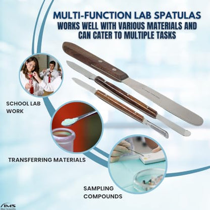 10 Pcs Multipurpose Lab Spatulas Kit Stainless Steel Micro Sampling Scoop Measuring Spoons with Fahenstock, Tweezers, Forceps & Mixing Cup for Scientific Laboratory Experiment Labware Supplies