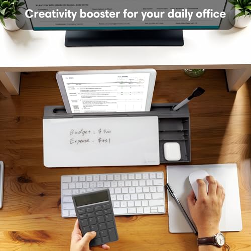 Varhomax Glass Desk Whiteboard with Calculator - color: Calculator-gray&white