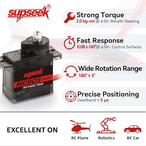 MG90S 9g Micro Servo Motor Metal Gear 2.0kg·cm for RC Plane 12Pcs