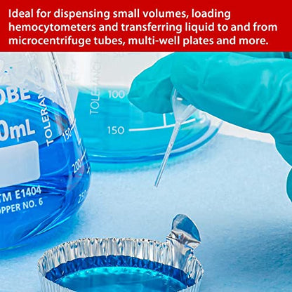 Globe Scientific 134010-500 LDPE Fine Tip Transfer Pipet, Non-Sterile, 51mm Length, 1.3mL Capacity (Box of 500)
