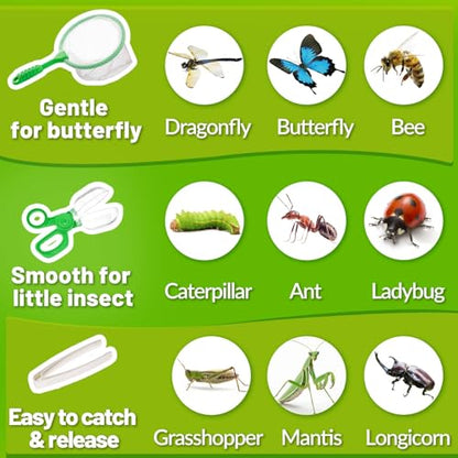 Biggun 2 Set Bug Catcher for Kids Ages 3-10 Explorer Toys Birthday Gift - color: Pink+green