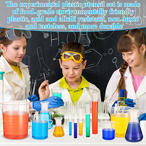 Xuhal 23 Pcs Plastic Beakers Graduated Cylinders Erlenmeyer Flask Set