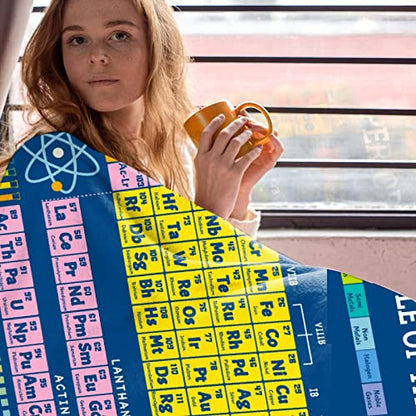 FUNBIRD Chemistry Gifts Blanket Periodic Table of Elements Blanket for Kids - color: Periodic Table Blanket, size: 90"x120"-Familys/King Size