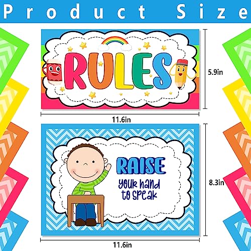 Alpurple 17 Pcs A4 Classroom Rules Posters, Preschool Class Behavior Chart - color: multicolor - 17 pcs