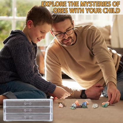 Acrylic Rock Collection Display Case, 2nd Gen Adjustable Storage Shelf - size: 3 layers