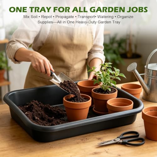 5 Pack Plant Potting Tray- Multifunctional Garden Tidy Tray, 17"x12", Black - color: Black-5pack, size: Small-17"x12"x3.15"