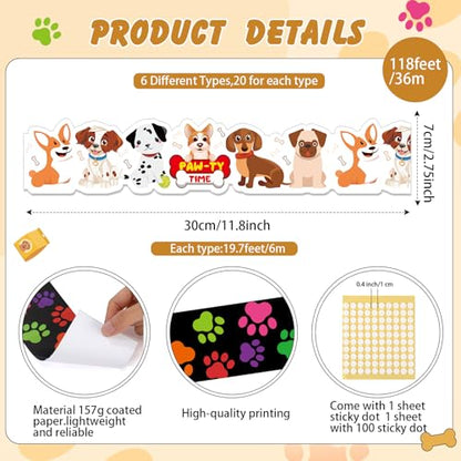 Containlol 118ft Bulletin Board Border Classroom Border, PET Dog Style - style: PET Dog Style