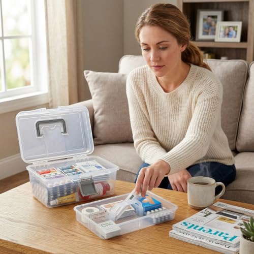 MyGift 10.2 Inch Transparent Plastic Empty Arts and Crafts Tackle Box