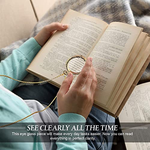 YYHSND 10X Magnifying Glass Necklace Magnifier Necklace Pendant Optical Magnifier with Chain Necklace for Library, Reading, Zooming and Jewelry (Color : Gold) - color: Gold