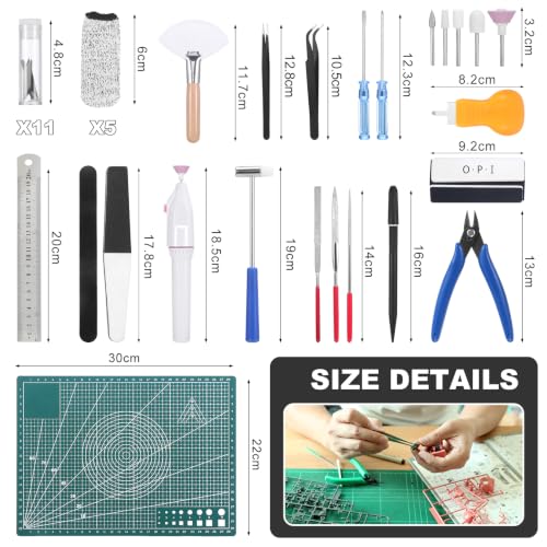 Fippy 29PCS Model Tools Kit, Model Basic Tools Kit, Hobby Model Building Tools Kit for Basic Models Assembling, Building and Repairing - style: Set B