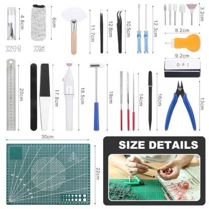 Fippy 29PCS Model Tools Kit, Model Basic Tools Kit, Hobby Model Building Tools Kit for Basic Models Assembling, Building and Repairing - style: Set B