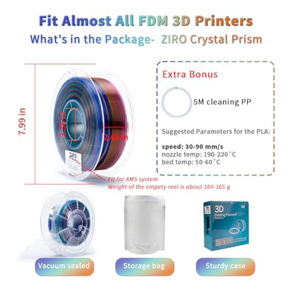 ZIRO Fast Color Change PLA, Transluent Filament 1.75mm, Crystal Prism - color: Cyrstal Prism