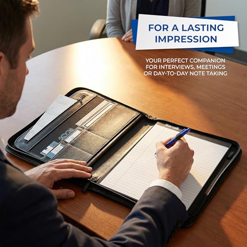Samsill Professional Padfolio with Secure Zippered Closure, 10.1 Inch Tablet Sleeve, and 8.5 by 11 Inch Notepad, Black, Full Size (70820) - size: Letter - 8.5 x 11 inches, style: Zipper Padfolio