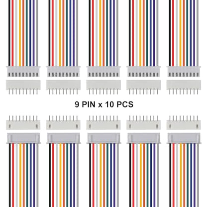 ACEIRMC 10Pairs JST-XH Connector Kit, XH 2.54mm 9 Pin Header Male and Female Connectors Plug Adapter with Flat Wire Cable 200mm 26AWG Compatible with JST XH (9P) - color: 9P