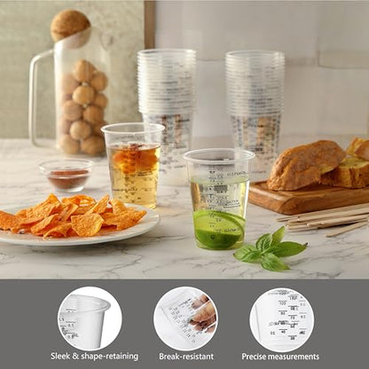 40PCS Measuring Mixing Cups, Little Cook 8oz Disposable Clear Plastic Resin Epoxy Paint Mixing Cups with 40pcs Wooden Stirring Sticks