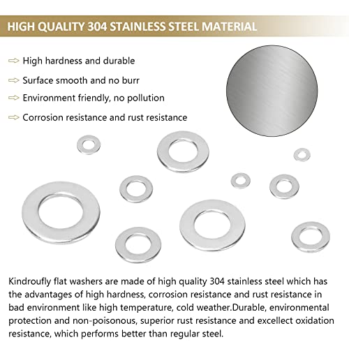 800 Pieces 9 Sizes 304 Stainless Steel Flat Washers, Fender Washers Assortment Kit (M2-M12)