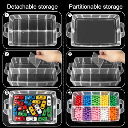 Guyuyii 4-Tier Stackable Storage Organizer Box with Carrying Handle - color: 1 pack 40 compartment