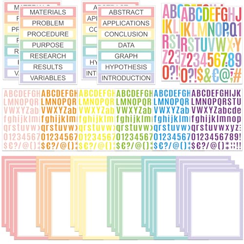 PerKoop 36 Sheets Science Fair Board Poster Boards Supplies 24 Self Adhesive Presentation Subtitles 4 Science Fair Project Titles 8 Personalized Letter Sticker for Classroom(Fresh Color) - color: Fresh Color