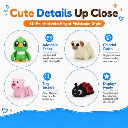 150 PCS 3D Printed Animals, Mini Animal Figurines Bulk, Articulated Flexible Fidget Toys, Cute Desk Pets for Kids, Party Favors, Classroom Rewards, Goodie Bags, Birthday Gifts - color: Blue