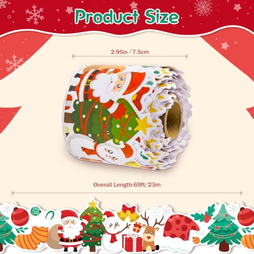 69 Ft Christmas Bulletin Board Border，Santa Claus Christmas Tree Trim Border Christmas Decoration，for Themed Party Classroom Office Decoration - color: Christmas decoration