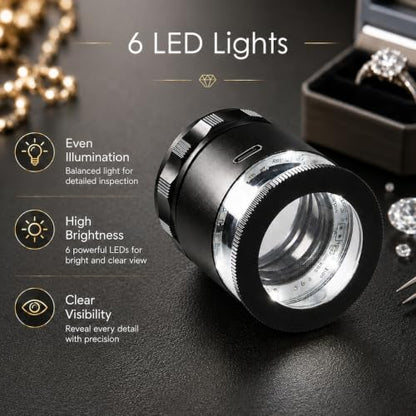 10X Rechargeable Jewelers Loupe Magnifier with LED Light & Detachable Reticle Scale, 25mm Field of View, Adjustable Focus Scale Loupe Jewelry Magnifying Glass for Gems, Coins, Watches, Close Work - color: 1 Glass Reticle Scale