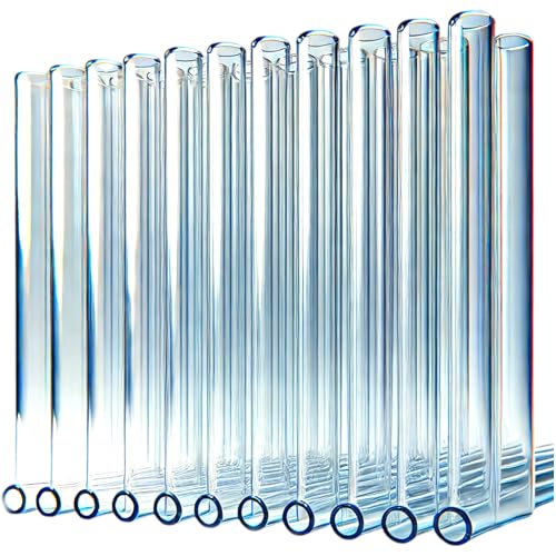 Pack of 10-3 Inch Premium Borosilicate Glass Tubes | 12mm OD, 2.2mm Thick Wall | Clear Heavy-Duty Glass Blowing Pipes | Fire-Polished Smooth Glazed Edges | DIY, Art, Lab, Craft Supplies (3 inches, 10) - style: 3 inches