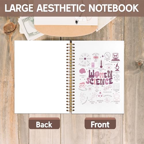KAOWT Women in Science Notebook Journal, Feminist Gifts Women, Female Scientist Notebooks for Note Taking, Girl Power Science Journal, STEM Gifts Hardcover Spiral Notebook 5.5x8.3in - color: science
