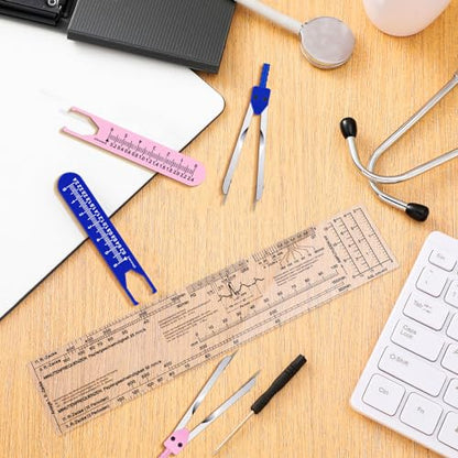 2 Pack Ekg Caliper Ruler Set Medical Measuring Tool Set, Pink and Blue - color: Pink and Blue