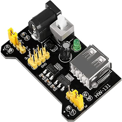 4PCS 3.3V 5V MB102 Breadboard Power Supply Module, with 9V Battery Clip Power Cable 2.1x 5.5mm Male DC Jack Plug DC 6.5-12V USB for Arduino.