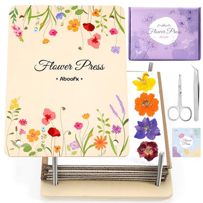 Aboofx Flower Press Kit, Craft Kits 8.6"x6.5" 8 Layers Wooden Flowers Pressing Kit for Crafts Pressed Flowers and Plant for DIY Art, Preservation for Bookmark Frame Wedding Flower Drying - size: 8.6" x 6.5" 8 Layers