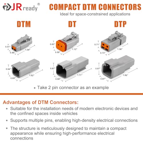 JRready ST6496 Deutsch DTM 2/3/4/6/8/12 Pin Connector Kit, Solid Contacts - size: DTM Kit (300pcs)