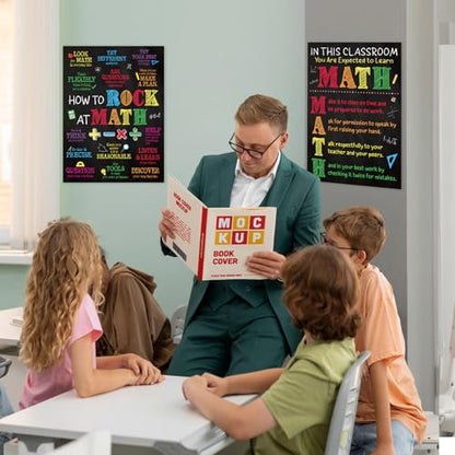 COCHIE Math Posters Set for Classroom Decorations, Back to School Math Class Rules Poster Wall Decor for Primary Elementary Middle High School Teacher Must Haves Supplies - 14 4/5"x11" - style: Math