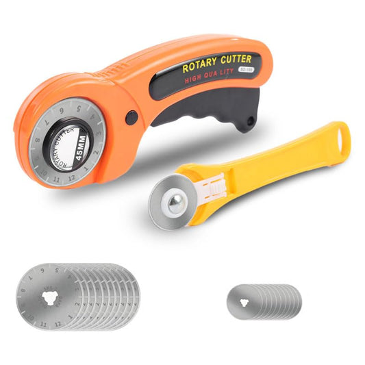 Rotary Cutter for Fabric, 45mm and 28mm Rotary Cutters Kit with 10 Blades - color: Orange