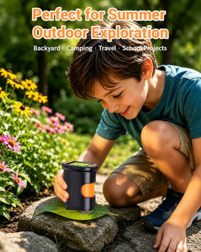 Kids Magnifying Glass 2-inch Digital Handheld Microscope for Kids - color: Black