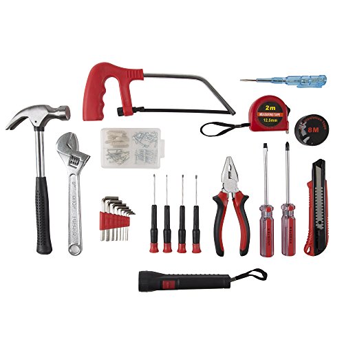 Household Hand Tools, 65 Piece Tool Set by Stalwart, Includes Hammer, Adjustable Wrench, Screwdriver Set, and Pliers - Great for DIY Projects - size: 65 Pieces