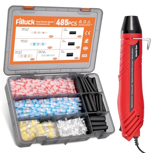 485PCS Solder Seal Wire Connectors with Heat Gun, Waterproof Heat Shrink Kit