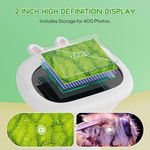Handheld Microscope for Kids, 2" HD Screen Mini Portable Microscope Camera - color: White