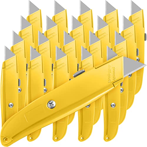 Reginary 20 Pcs Box Cutter Bulk Retractable Utility Knife, Yellow - color: Yellow