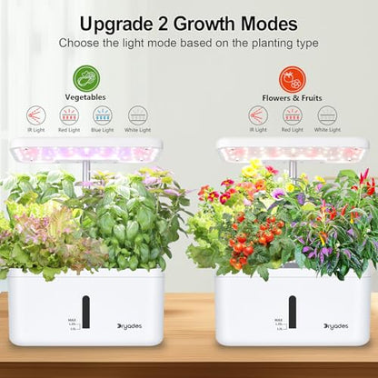 Indoor Garden System 19 Watt LED Growing Light Upgrade 2 Self-Watering Soil-Cultivated Growing Pots Gardening Gifts for Mom Plant Pot for Vegetables Herbs Tomato(No Seeds&Soil) - color: White-a
