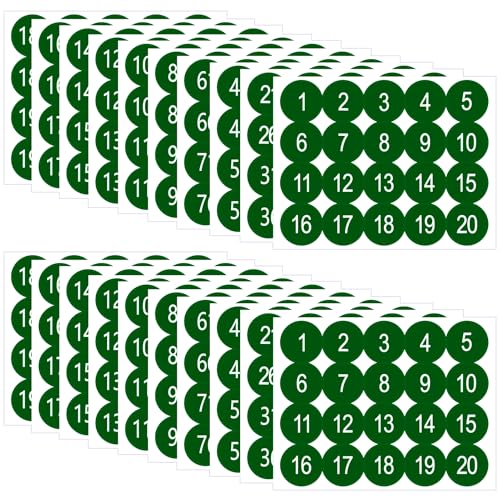 20 Sheets 2 Inch Number Stickers 1-200 Number Stickers 2 Sets Green Self-Adhesive Consecutive Sticker Numbers Vinyl Numbered Labels Inventory Sticker Decal for Indoor Outdoor, Storage, Organizing - color: Green,2",2sets(1-200)