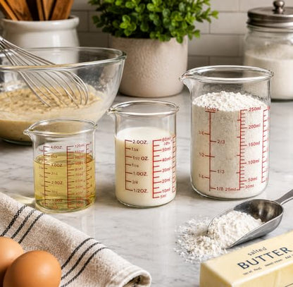 High Borosilicate Glass Measuring Cup Set - 60ml(2oz),120ml(4oz), 250ml(8oz) - Glass Measuring Beaker for Kitchen or Restaurant, laboratory, Easy to Read