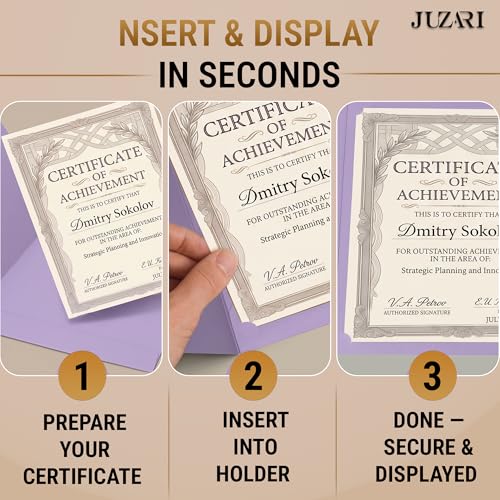 50 Pack Double Sided Certificate Holders 8.5x11 Purple - Heavyweight 300gsm Cardstock Diploma Holder - Dual Certificate Folder Letter Size Award Certificate for Graduation with Gold Foil Diploma Cover - color: Purple-Gold, size: 50 Pack
